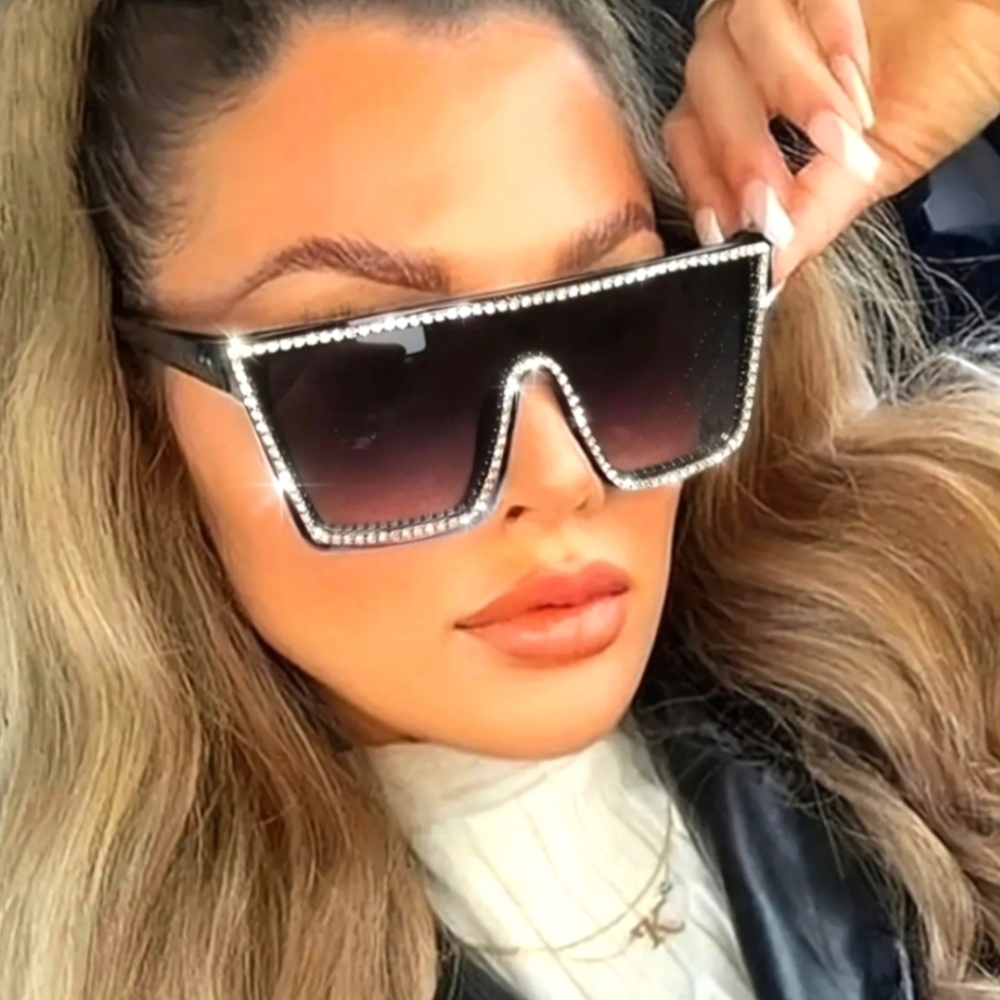 Black & Silver Rhinestone Unisex Sunglasses